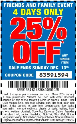 Hot Deal Harbor Freight 25 Off Coupon Code Tool Rank Com