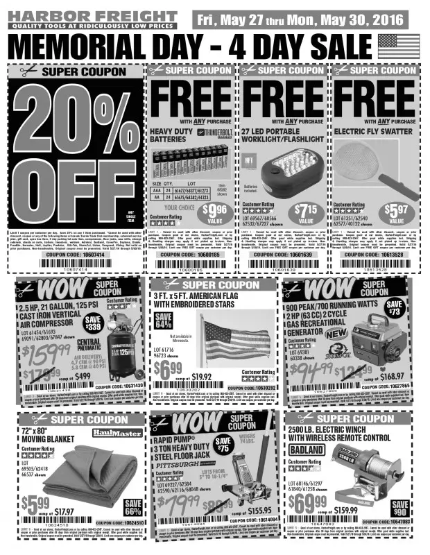 Hot Deal: Harbor Freight 20% Off Coupon Code for Memorial ...