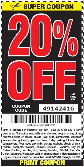 Harbour freight 20 coupon