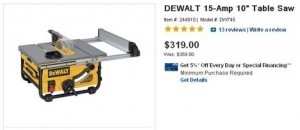 DeWalt Compact Table Saw DW745 On Clearance At Lowe's