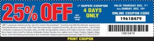Rare Harbor Freight 25% off Coupon Code
