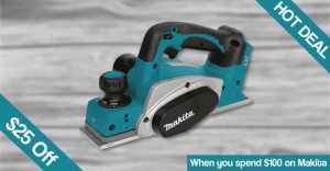 Get $25 Off when you spend $100 on Makita