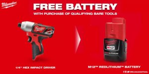 Milwaukee M12 12-Volt 1/4 in. Hex Impact (Tool-Only) with Free M12 2Ah Battery