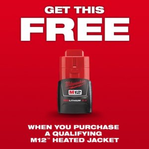 Free 3.0 M12 Battery with select Heated Jacket Purchase