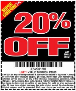 20% Off Harbor Freight Coupon
