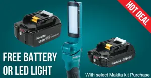 Free Makita Battery or Light with select Brushless Kit Purchase