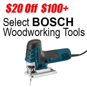 $20 off $100 Select Bosch Woodworking Tools