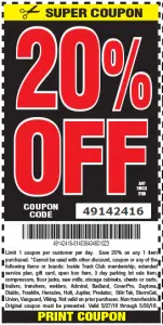 Harbor Freight 20% Off Coupon Code for Memorial Day